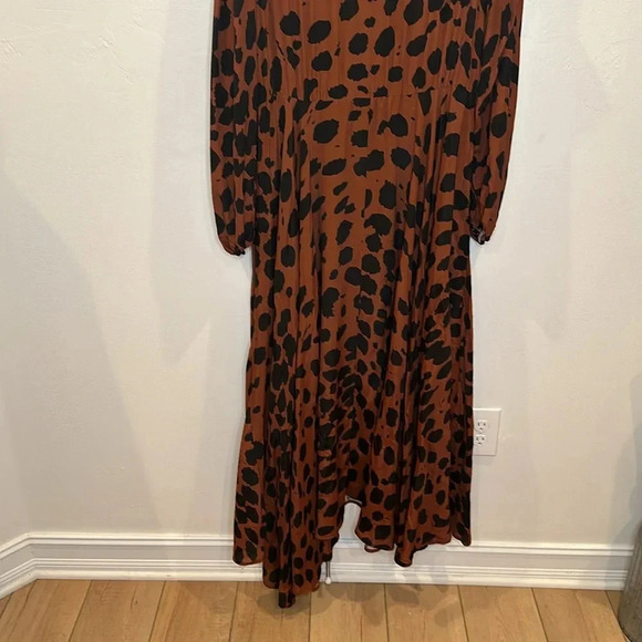 MEGAN/RENEE DRAPE TALIA MAXI DRESS BROWN BLACK ANIMAL PRINT NEW WITHOUT TAGS - Picture 7 of 8